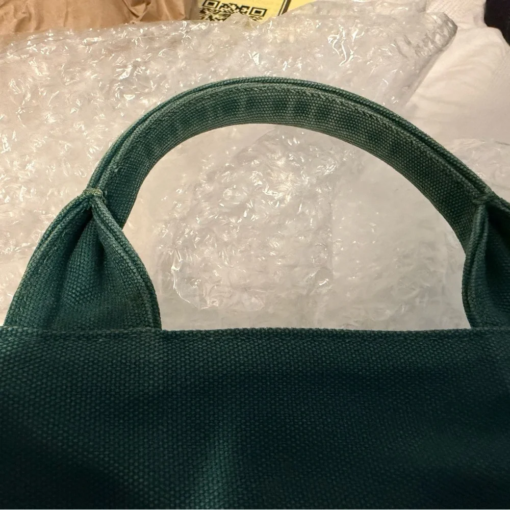 Prada Milano Teal & Forest Green Canapa Tote Bag - Picture 12 of 16